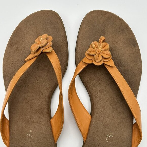 AEROSOLES Sandals Womens 9M Branchley Orange Flower Thong Toe Post Brown Sole - Picture 13 of 13